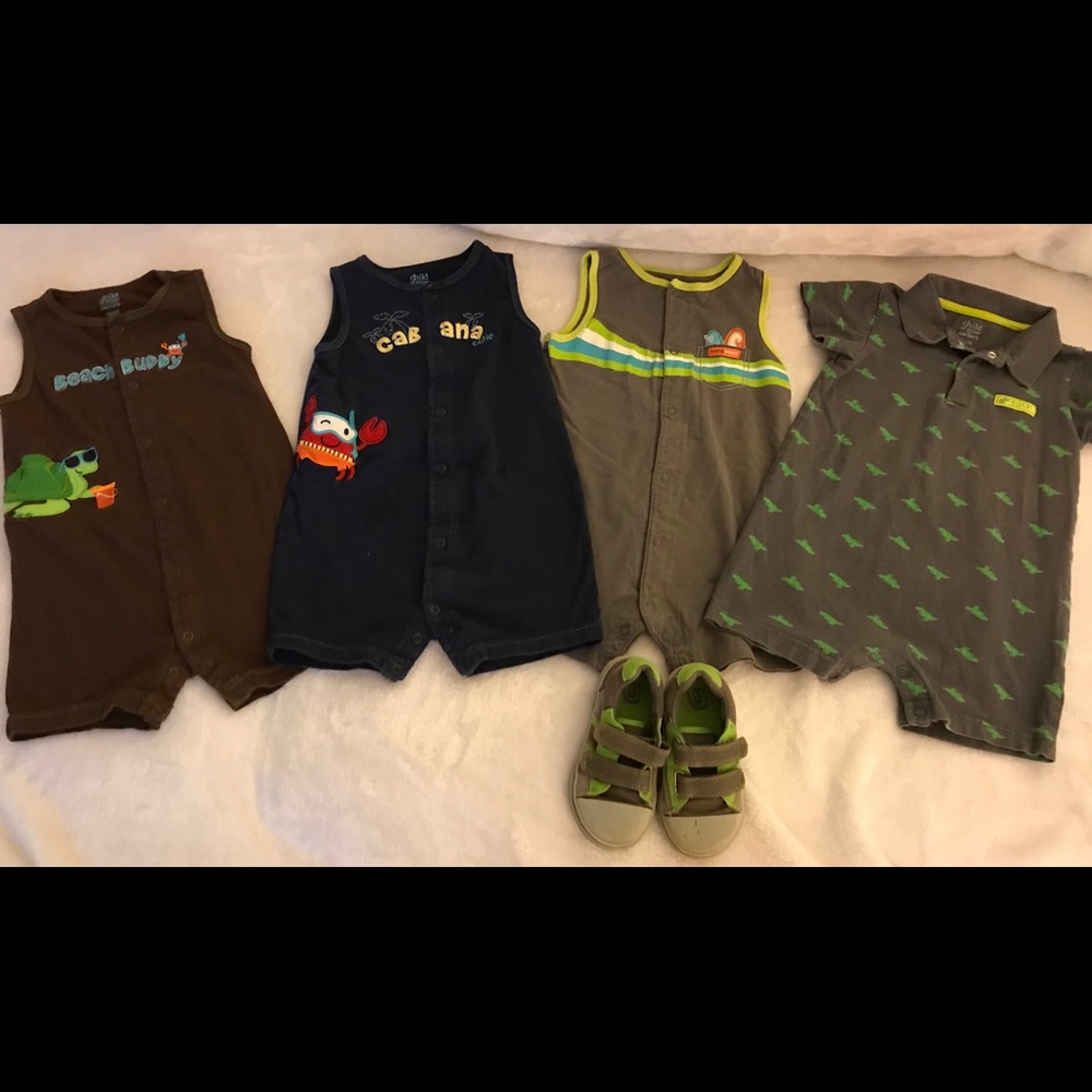Bundled 4- 1 piece outfit & shoes